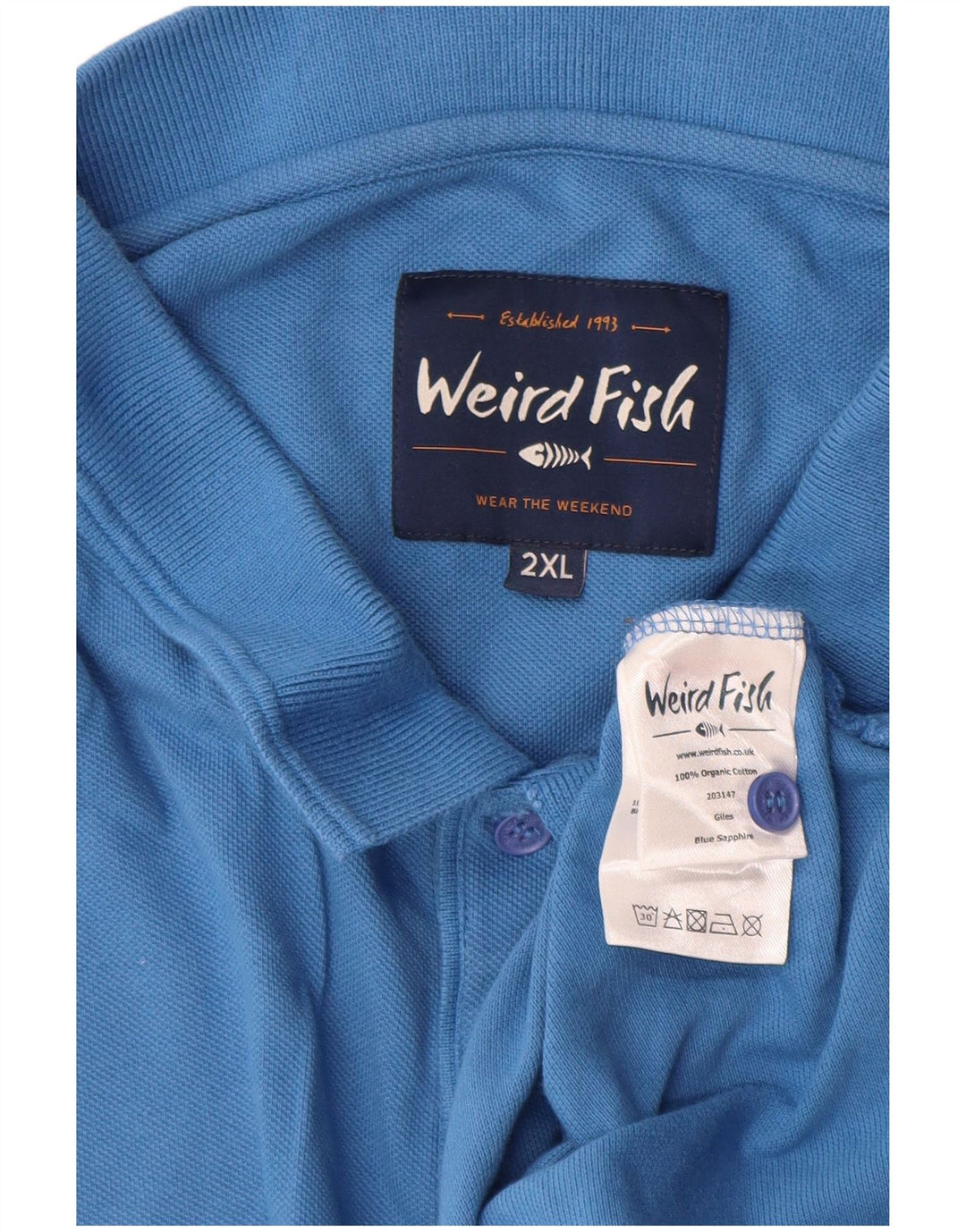Polo da uomo Weird Fish 2XL in cotone blu