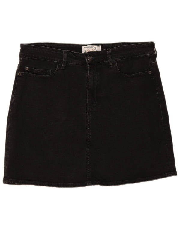 Mini gonna di jeans da donna Fat Face UK 12 media W32 cotone nero