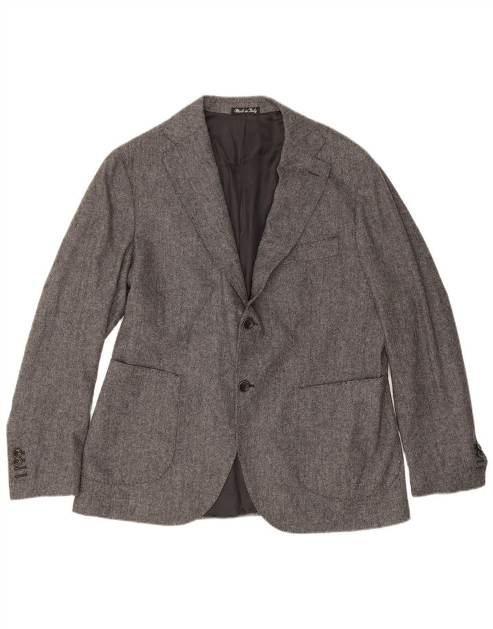 Giacca Blazer da Uomo a 2 Bottoni Carlo Barbera IT 50 Large Grigio a Spina di Pesce