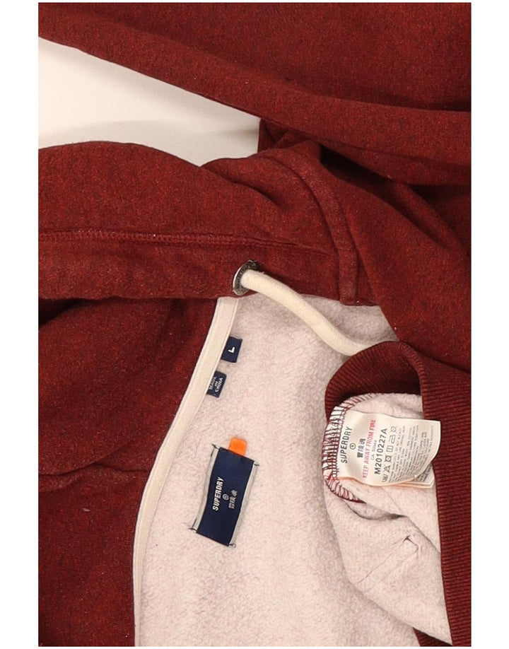 Maglione con cappuccio e zip da uomo Superdry grande cotone chiazzato rosso