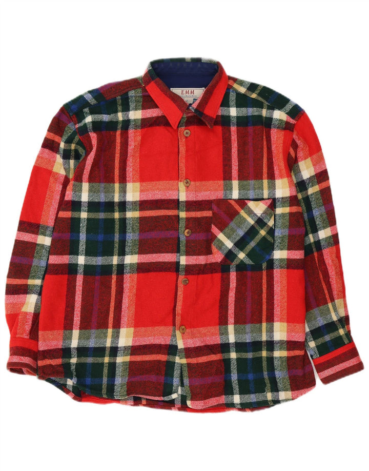 Camicia da uomo in flanella VINTAGE grande lana scozzese rossa