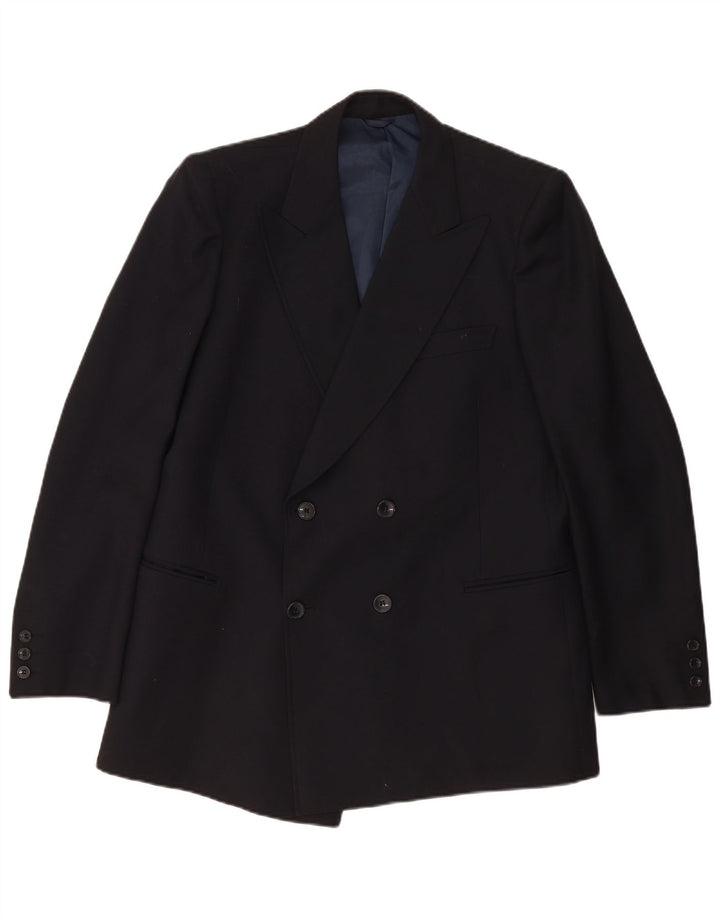 Giacca blazer doppiopetto vintage da uomo UK 38 media nera