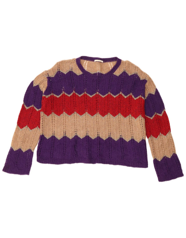 Maglione corto girocollo da donna Carrera UK 16 a righe grandi viola