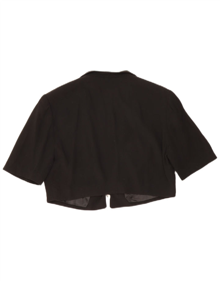 Giacca Bolero vintage da donna a maniche corte UK 14 media nera