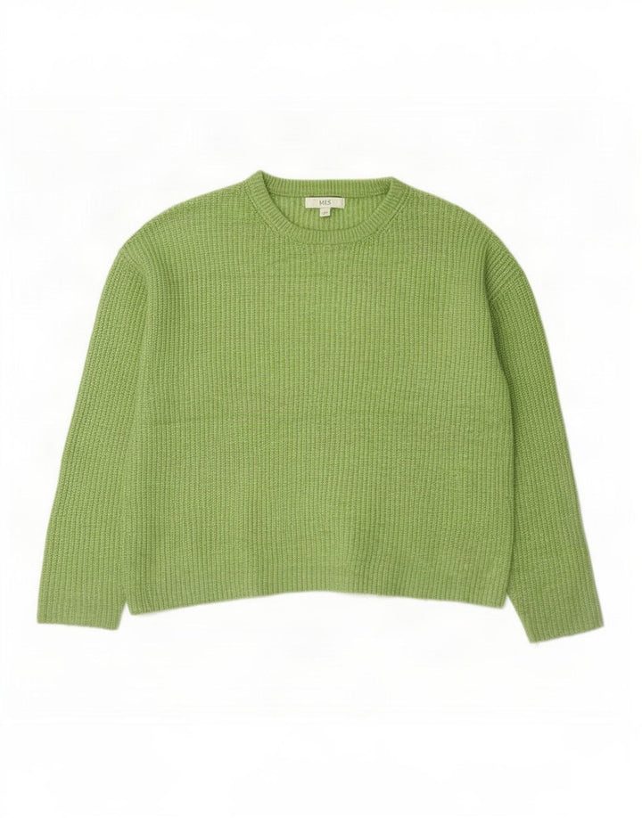 Maglione maglione girocollo da donna Marks & Spencer UK 16 grande poliestere verde