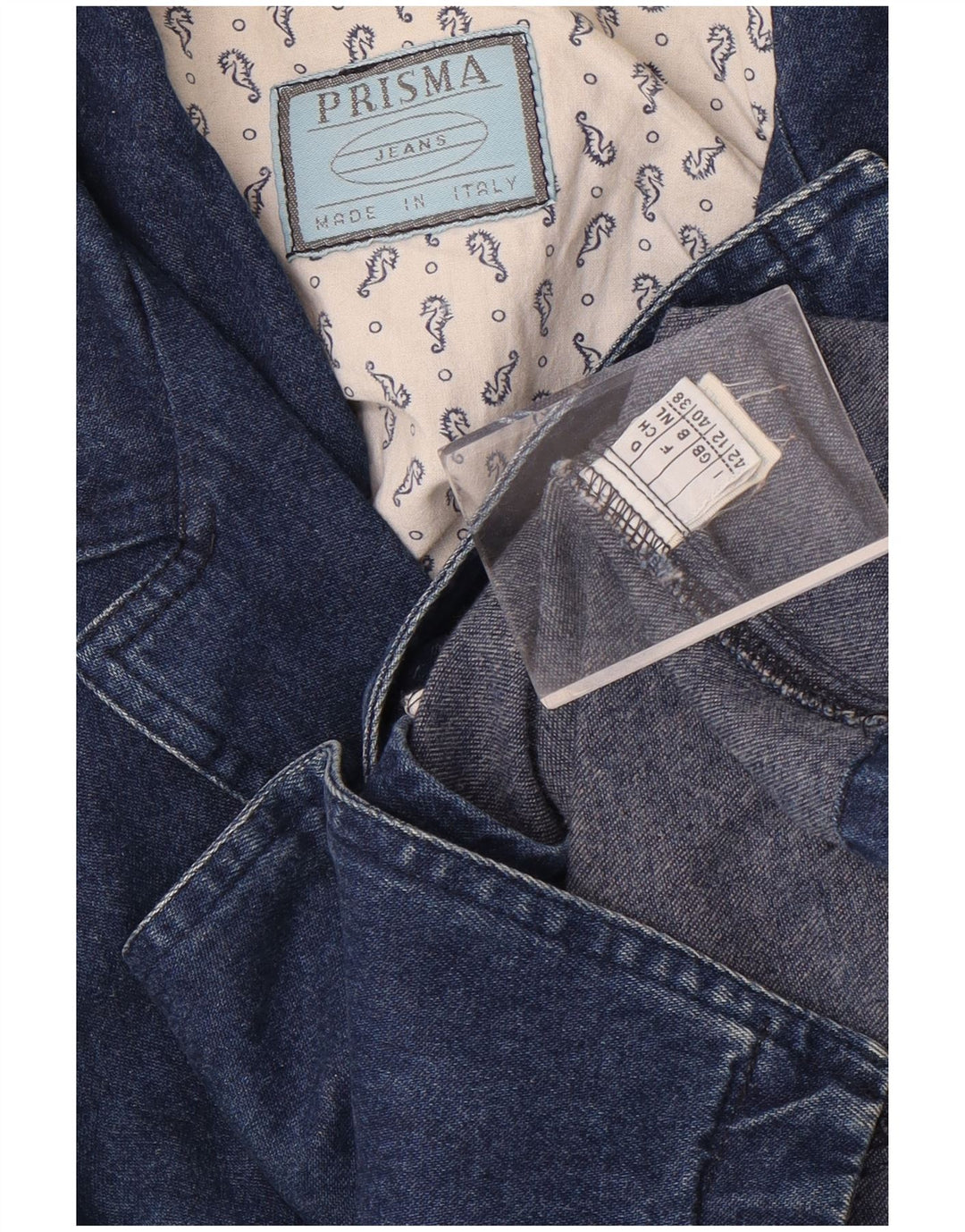 Giacca blazer in denim a 1 bottone da donna Prisma UK 12 cotone blu navy medio