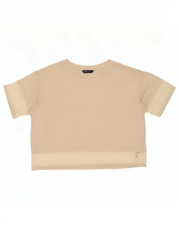 Marks & Spencer T-shirt oversize da donna Top UK 16 Large Beige Lino