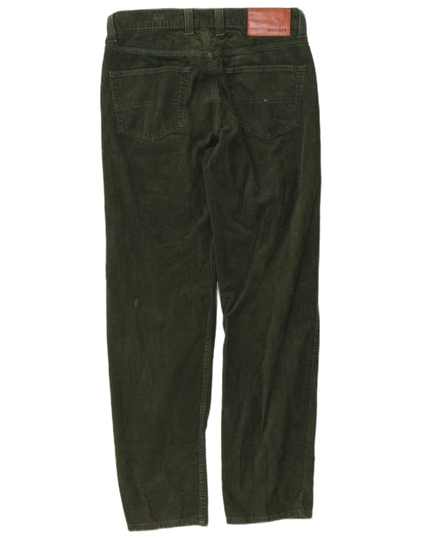 Pantaloni dritti in velluto a coste da uomo Tommy Hilfiger W31 L32 cotone verde