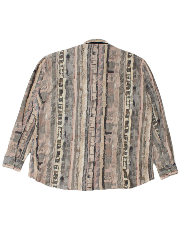 Camicia in pile vintage da uomo grande geometrica grigia