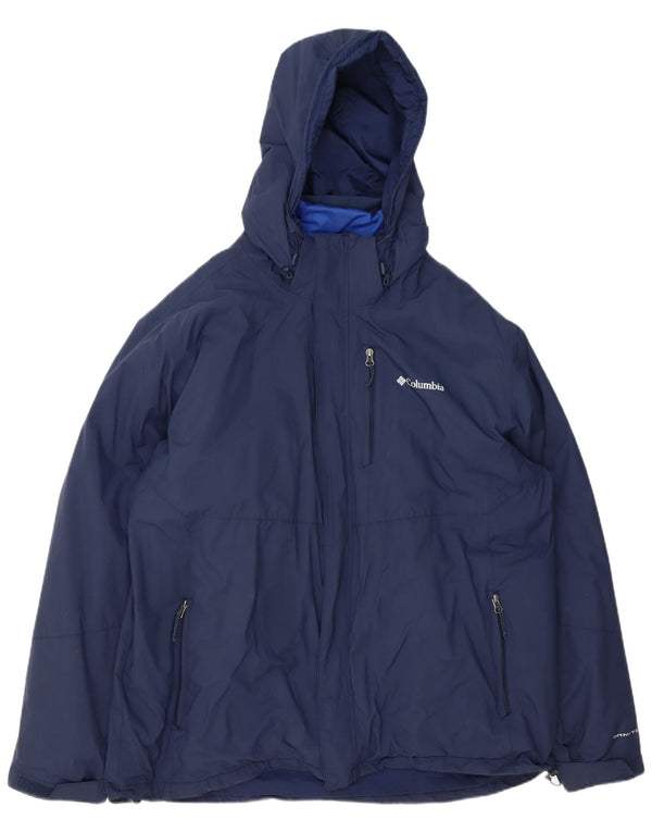 Giacca a vento con cappuccio Columbia Omni-Tech da uomo UK 44 2XL Nylon blu navy