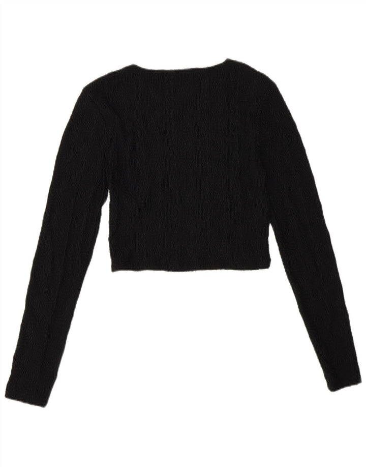 Top corto in camicetta da donna Zara UK 12 poliestere nero medio