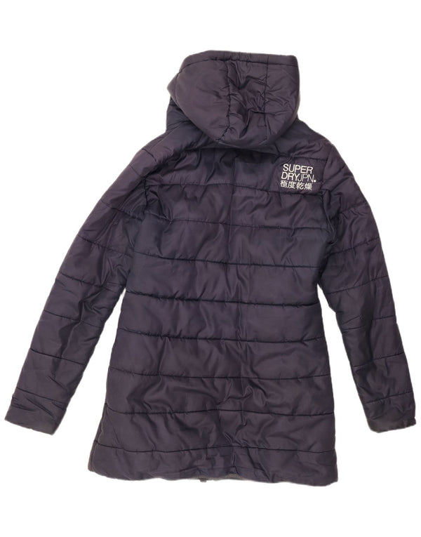 Cappotto imbottito con cappuccio grafico da donna Superdry UK 14 medio blu navy invernale