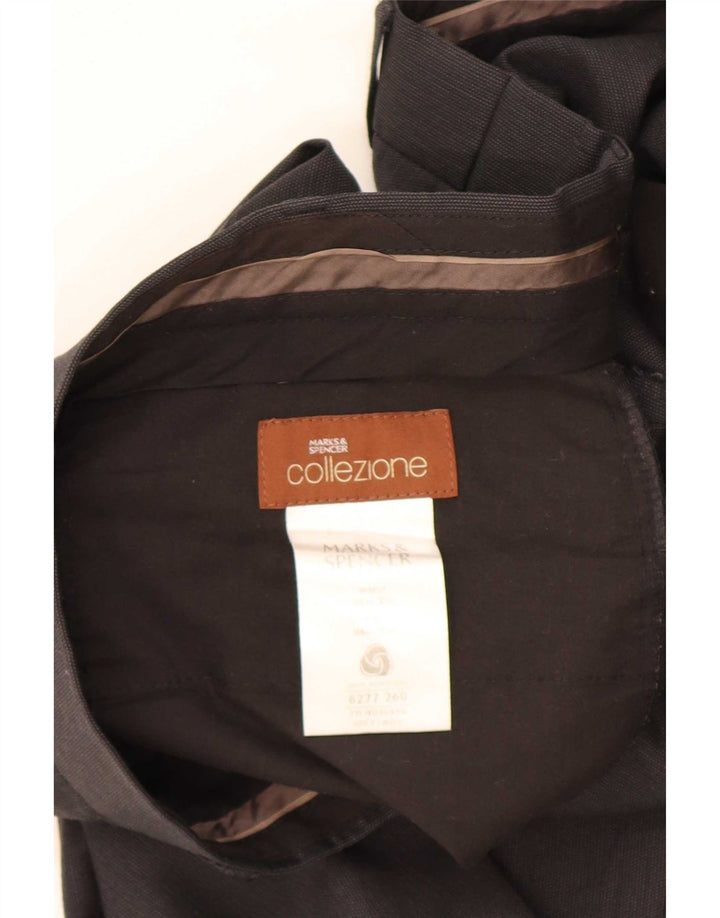 Pantaloni da abito dritti da uomo Marks & Spencer W38 L33 lana grigia