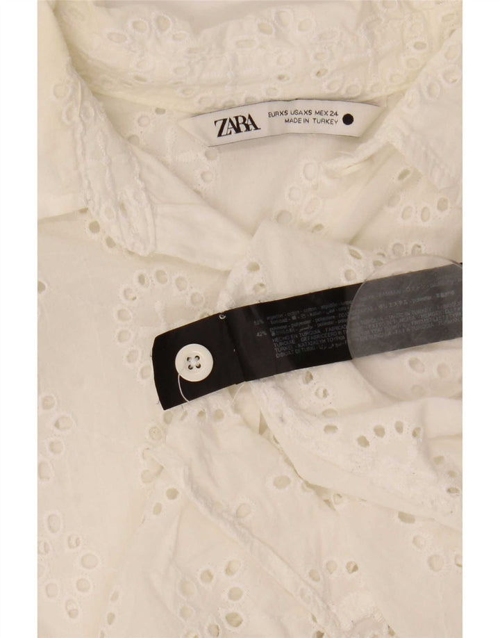 Camicia Zara da donna UK 6 XS cotone bianco