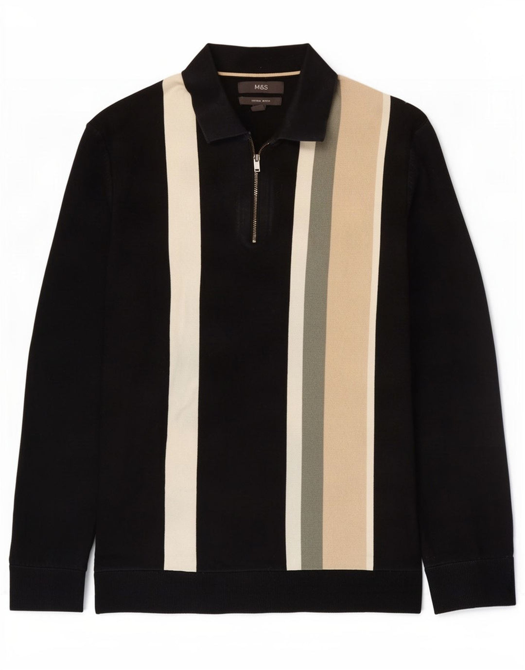 Maglione da uomo Marks & Spencer con collo alto, blocco colore nero medio