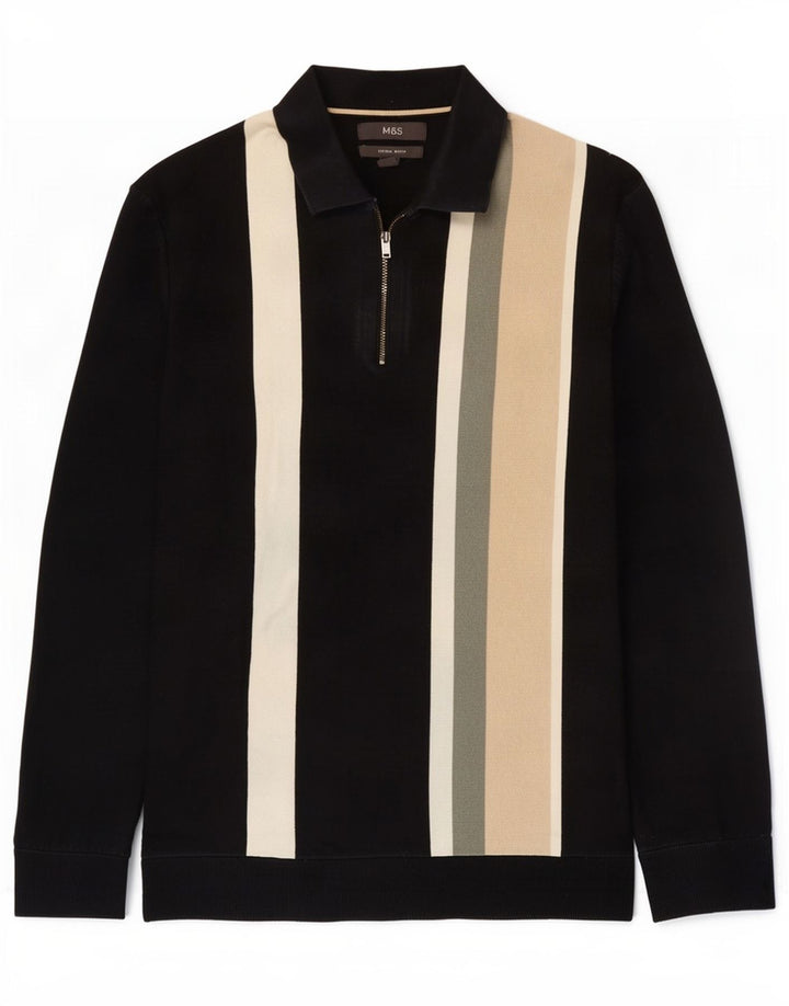 Maglione da uomo Marks & Spencer con collo alto, blocco colore nero medio