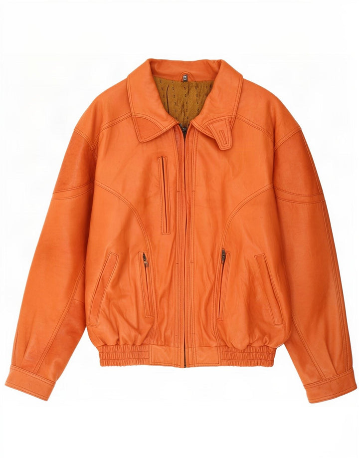 Giacca in pelle vintage da uomo IT 50 grande marrone