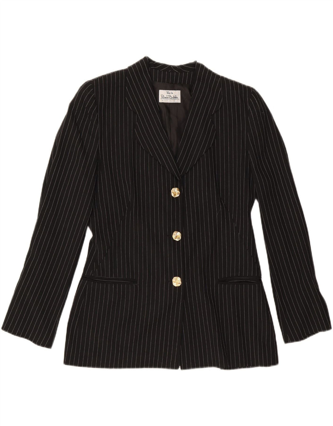 Giacca Blazer 3 Bottoni Donna RENATO BALESTRA IT 46 Gessato Grande Nero