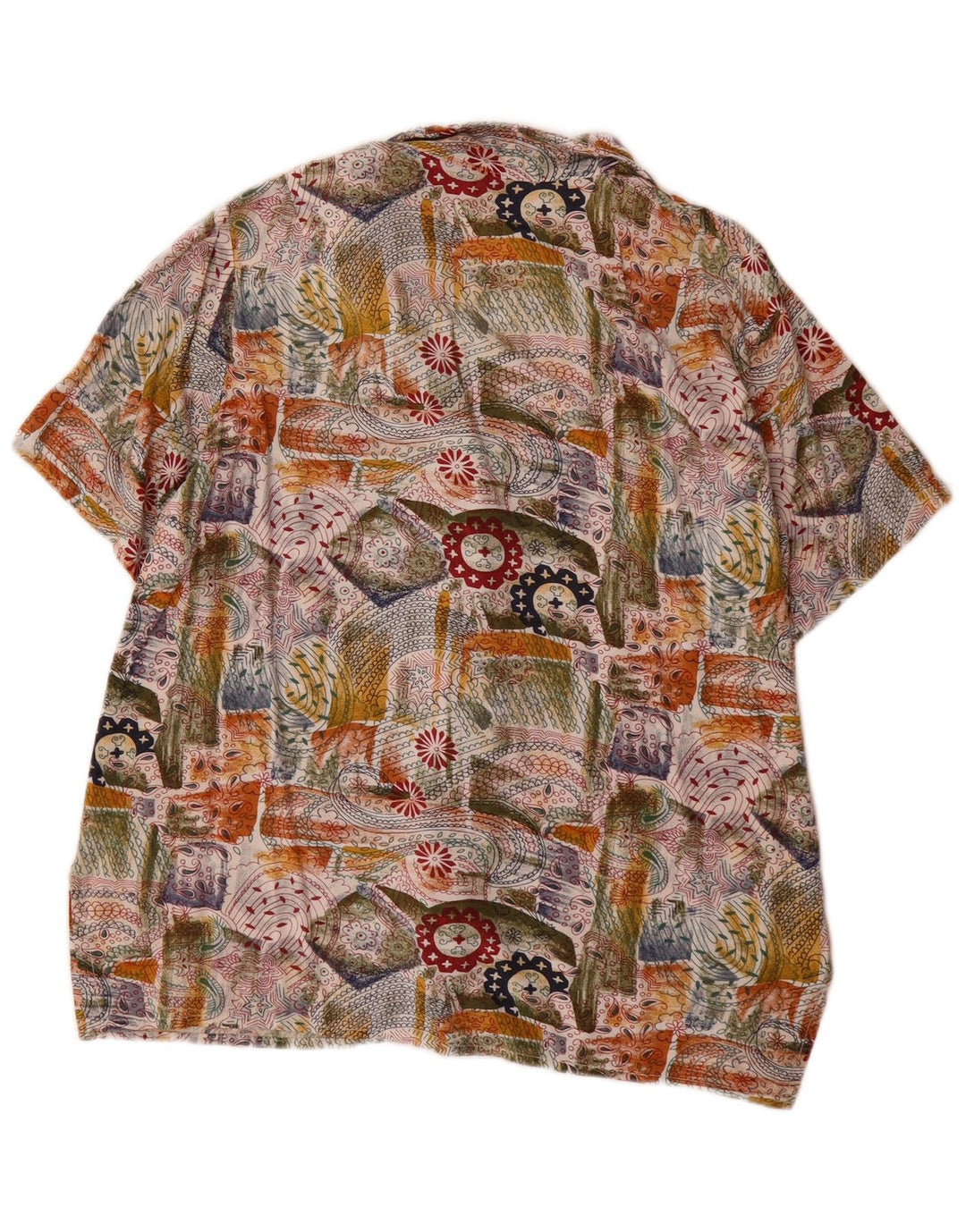 VINTAGE Womens Abstract Pattern Shirt UK 14 Medium Beige Bohemian