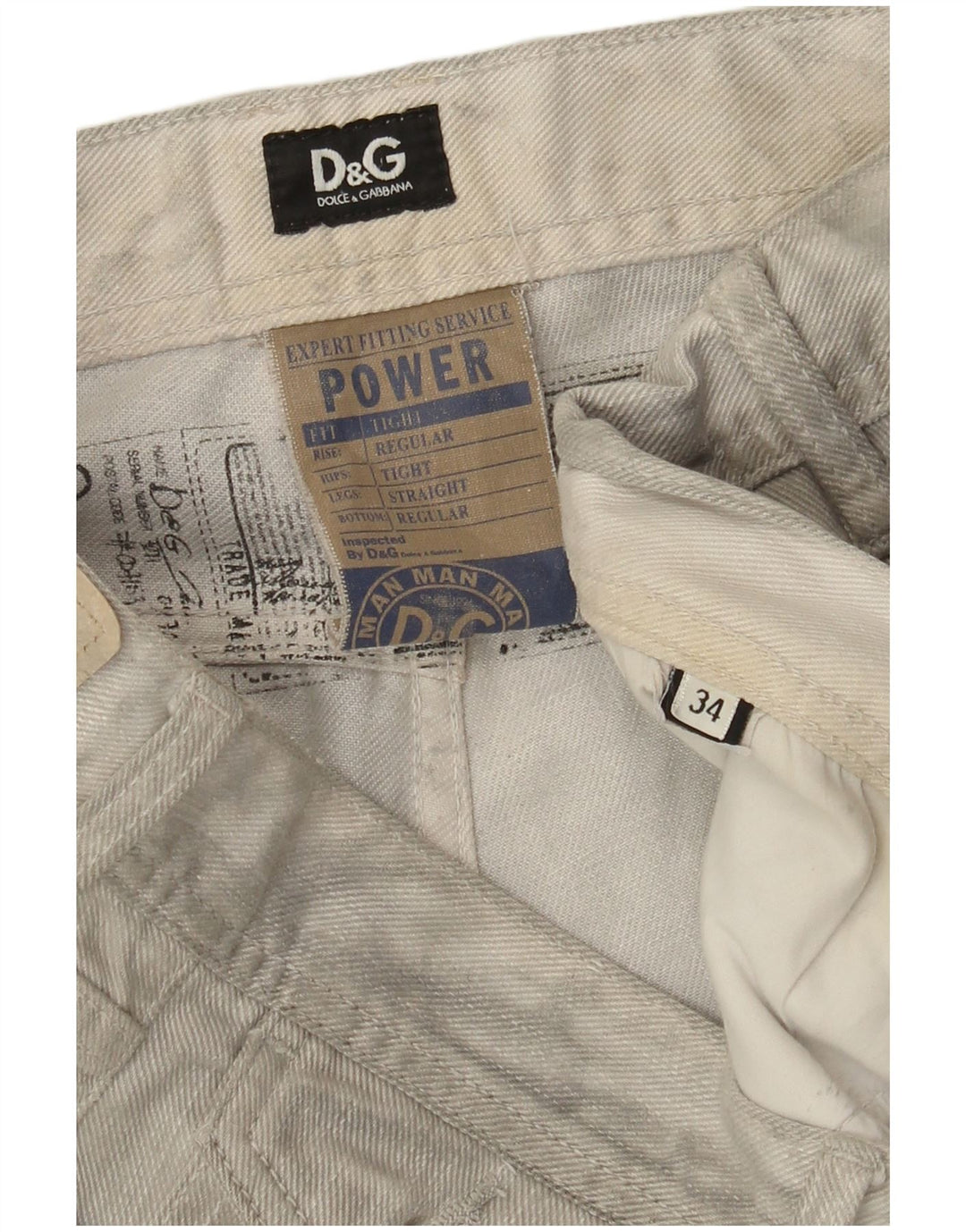 Jeans dritti regolari attillati da uomo Dolce & Gabbana W34 L28 Grigi