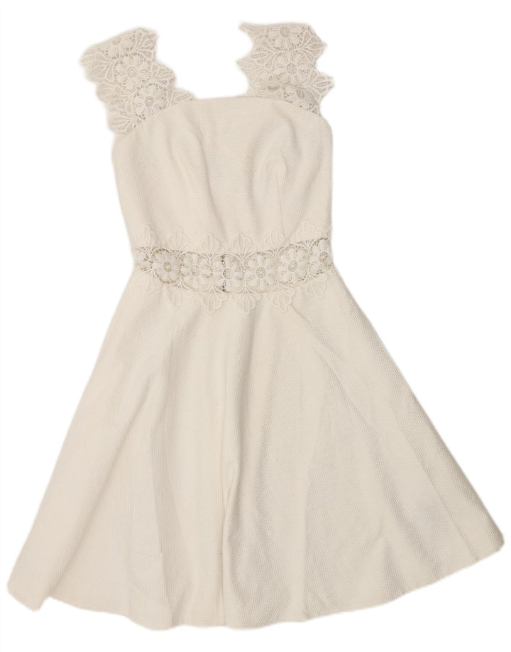 Abito a trapezio senza maniche da donna Ted Baker UK 4 XS poliestere bianco