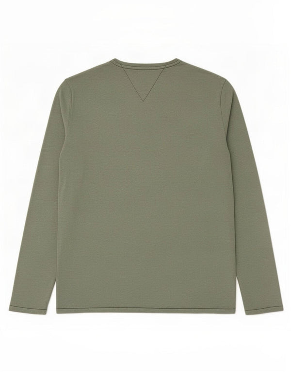 Tommy Hilfiger Top da uomo a maniche lunghe in cotone chiazzato grigio grande