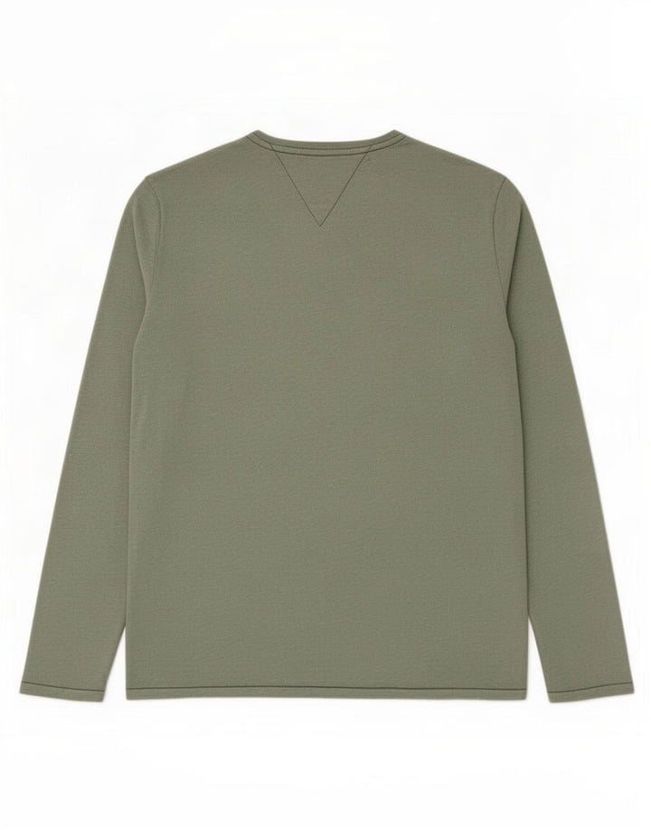 Tommy Hilfiger Top da uomo a maniche lunghe in cotone chiazzato grigio grande