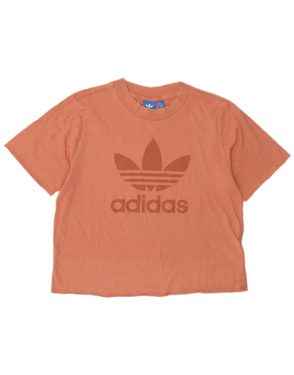 Adidas Womens Crop Graphic T-Shirt Top UK 8 Small Pink Cotton