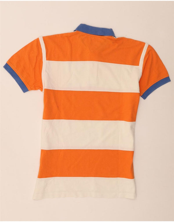 Polo da rugby da uomo Tommy Hilfiger in cotone a righe arancioni medie