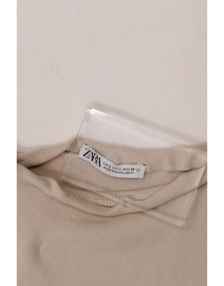 Canotta corta da donna Zara UK 14 grande beige