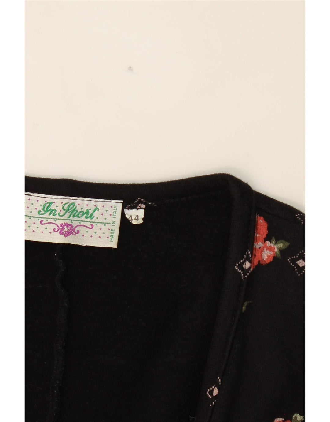 VINTAGE Womens Bolero Top IT 44 Medium Black Floral Cotton Vintage Vintage and Second-Hand Vintage from Messina Hembry 