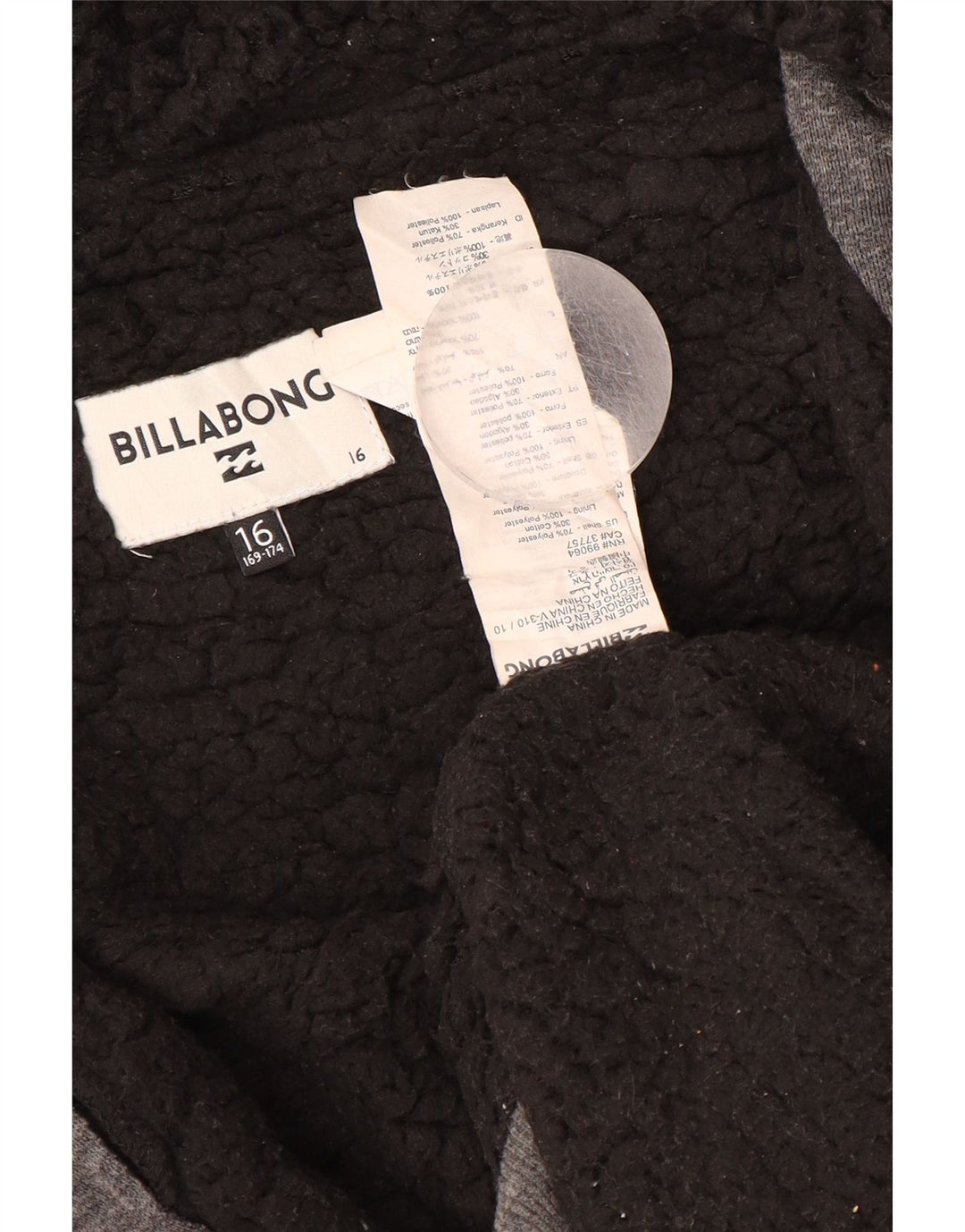 Maglione con cappuccio e zip Sherpa per ragazzi BILLABONG 15-16 anni in poliestere grigio