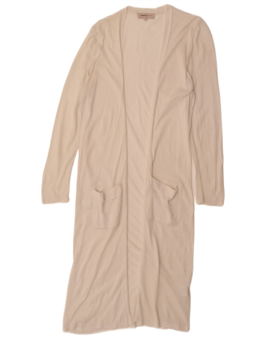 Maglione cardigan lungo da donna Marks & Spencer UK 14 medio bianco sporco