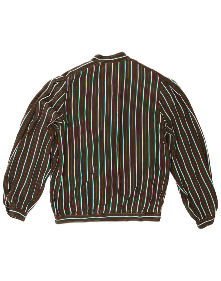Camicetta camicia vintage da donna UK 14 verde medio a righe
