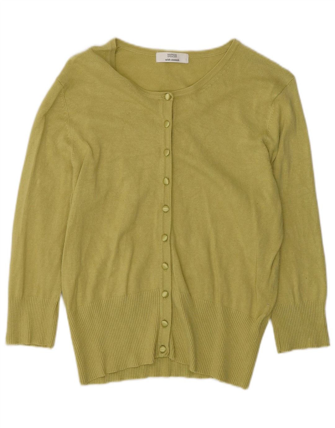 Maglione cardigan con maniche a 3/4 da donna Marks & Spencer UK 14 Verde medio