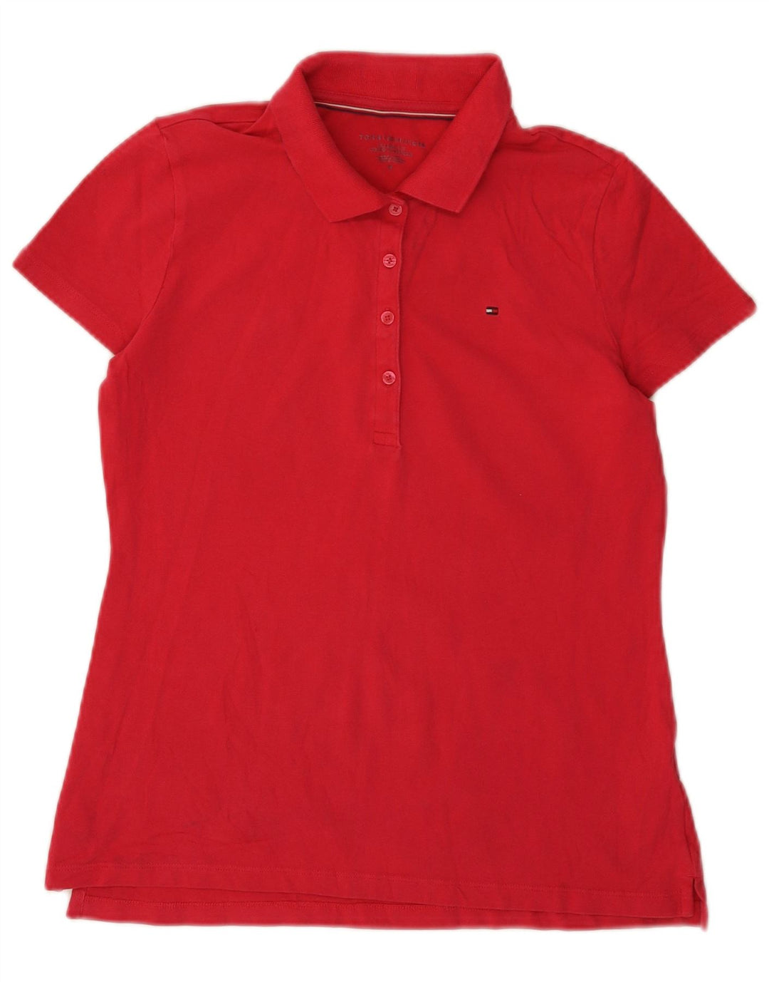 TOMMY HILFIGER Polo da donna vestibilità classica UK 12 cotone rosso medio