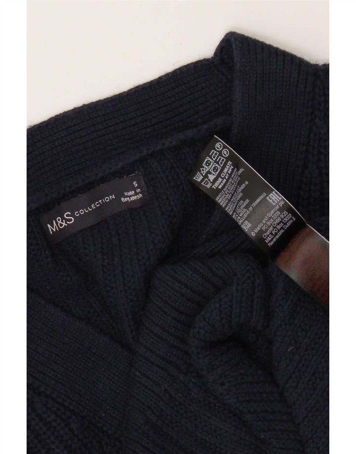 Maglione cardigan corto da donna Marks & Spencer UK 10 piccolo blu navy