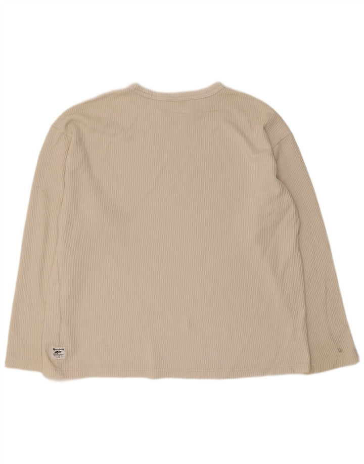 Top Reebok da uomo a maniche lunghe in cotone beige medio