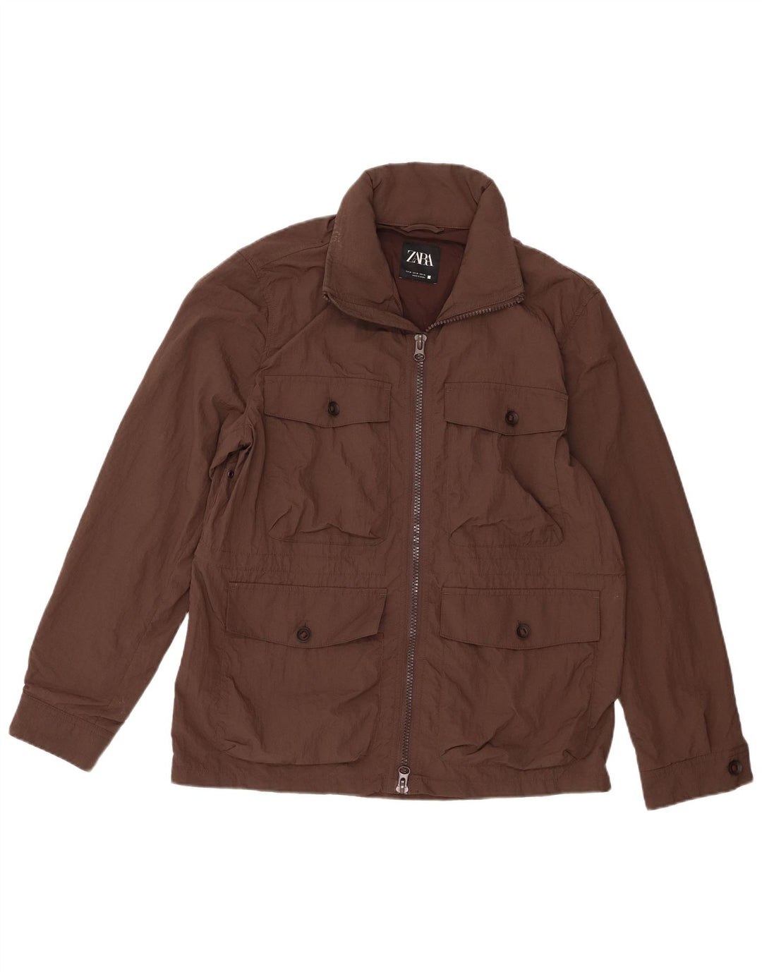 Giacca utility con cappuccio da uomo Zara UK 38 Nylon marrone medio