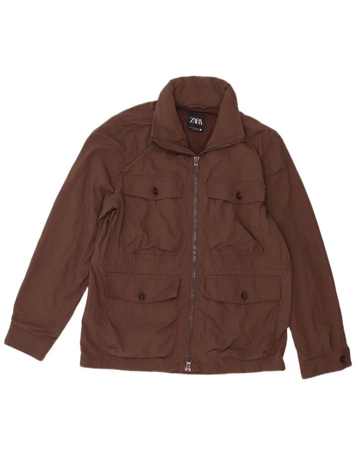 Giacca utility con cappuccio da uomo Zara UK 38 Nylon marrone medio