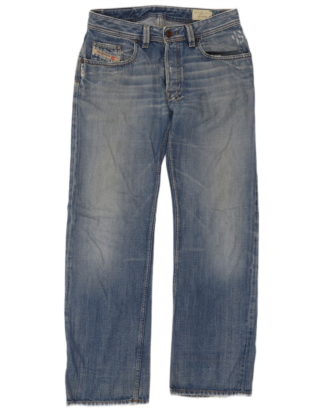 Jeans dritti effetto consumato Levan da uomo Diesel W32 L32 cotone blu