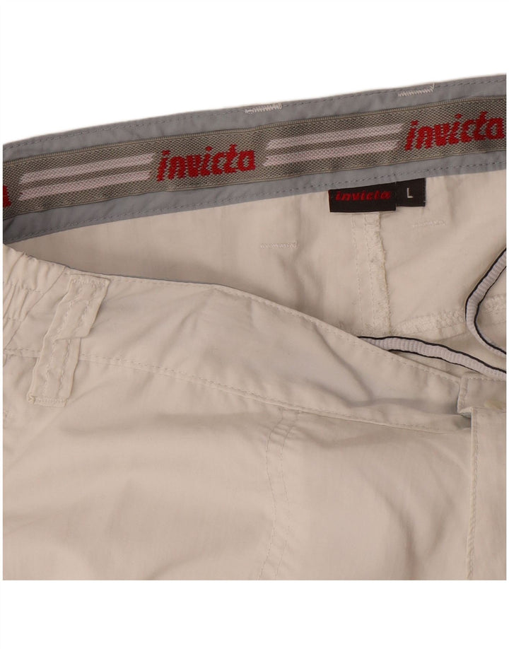Pantaloncini bermuda cargo da uomo Invicta grandi W34 bianchi in poliammide