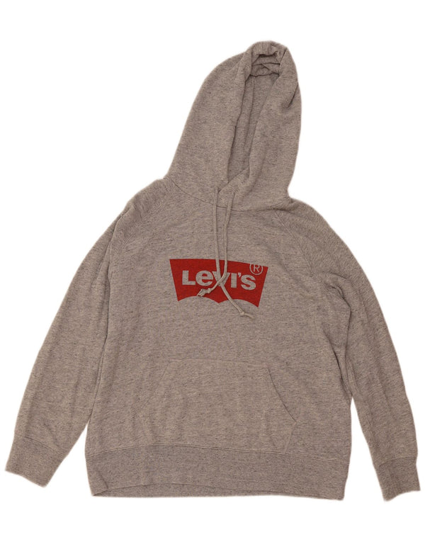 Maglione con cappuccio grafico da donna Levi's UK 14 Cotone screziato grigio medio
