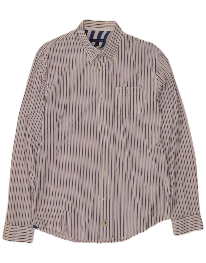 TRUSSARDI JEANS Camicia Uomo Cotone Gessato Large Bianco