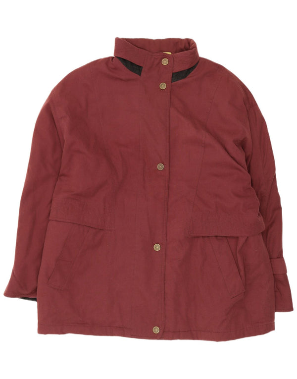 Cappotto vintage da donna oversize con giacca a vento UK 18 XL Borgogna in poliestere