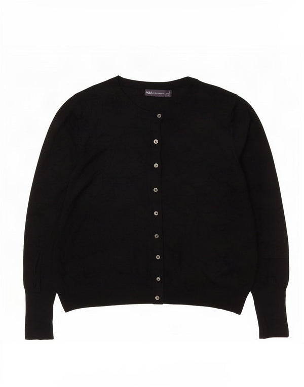 Maglione cardigan da donna Marks & Spencer UK 14 grande viscosa nera