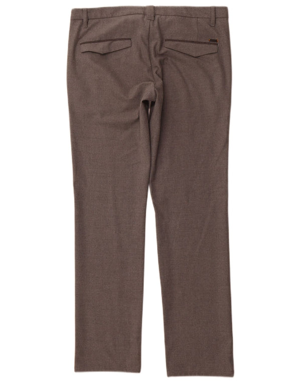 HUGO BOSS Mens Slim Fit Suit Trousers W33 L32 Grey Polyester