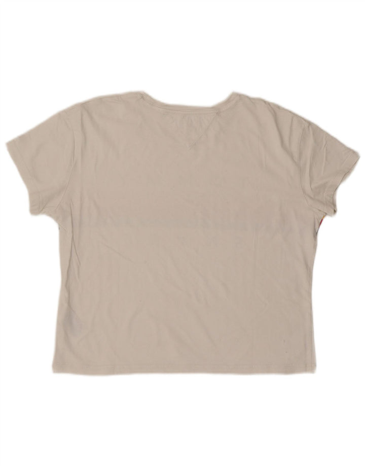 TOMMY HILFIGER T-shirt grafica da donna Top UK 14 Cotone bianco medio