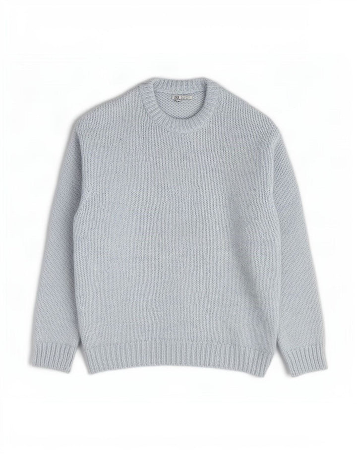 Maglione maglione girocollo da uomo Zara grande in acrilico blu