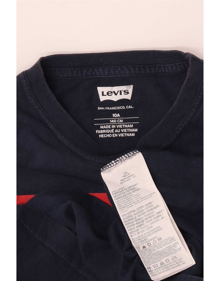 T-shirt grafica regolare da ragazzo Levi's Top 9-10 anni in cotone blu navy